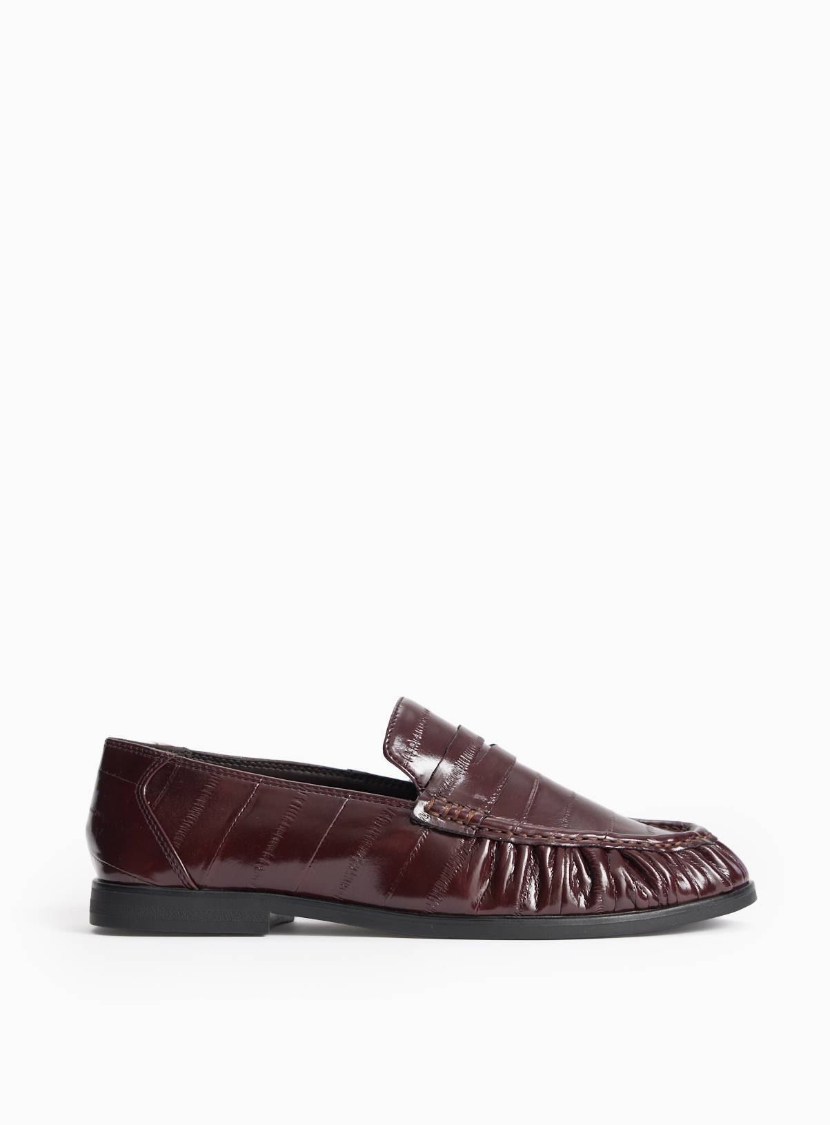Dark Red Faux Leather Penny Loafers 4 - Image 2